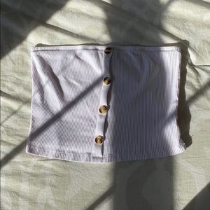 White button down tube top